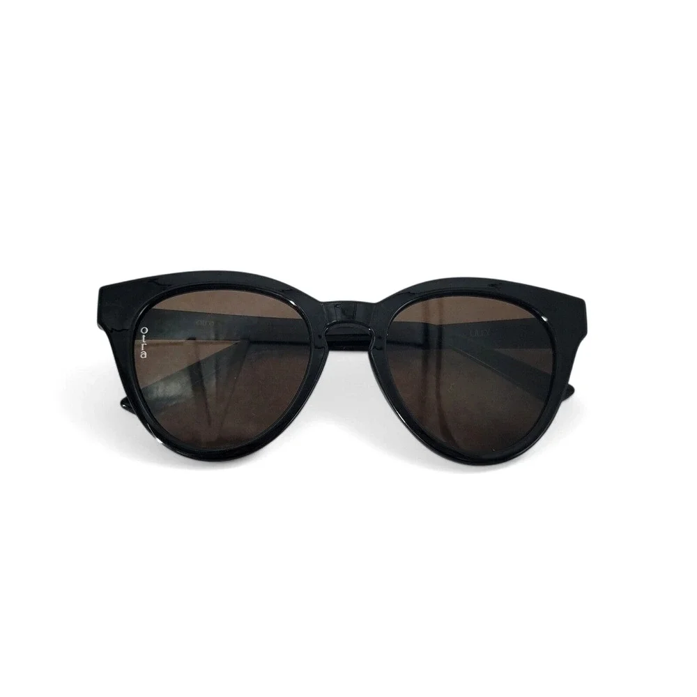 Otra Lilly Womens Sunglasses Black Cat Eye Brown Lens UV400‎ Fashion Chic